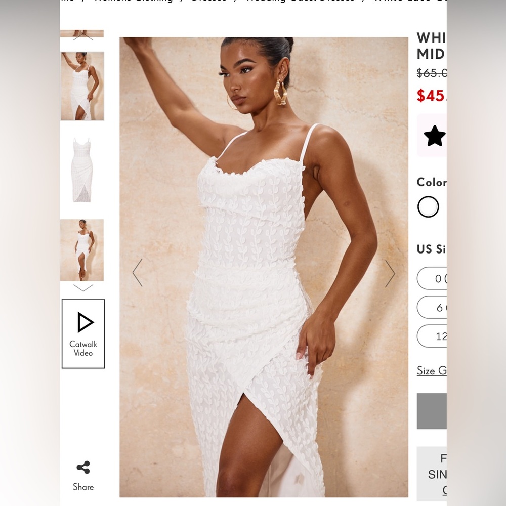 White Lace Cowl Neck Midi Dress